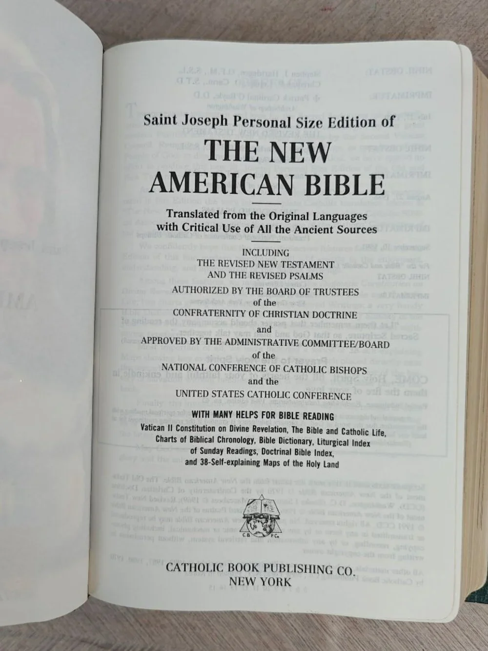 New American Bible St. Joseph Personal Size Edition Illustrated 1992